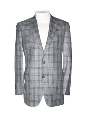 Brooks Brothers Madison Mens Sport Coat  Windowpane Plaid Wool Silk Linen  44L